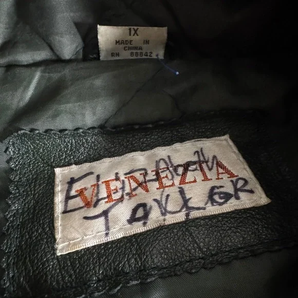 Venezia Taylor Men's Dark Green Leather Hooded Full Zip Long Jacket 1X